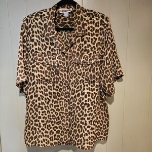 Jordan Brown Leopard Print Casual Shirt